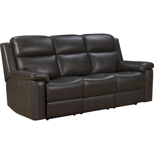 Leon Power Reclining Sofa w/ Power Head Rests, Lumbar, Heat & Massage in Gray Top Grain Leather